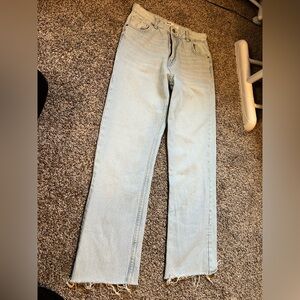 Bershka Light Blue Straight Leg Women's Jeans